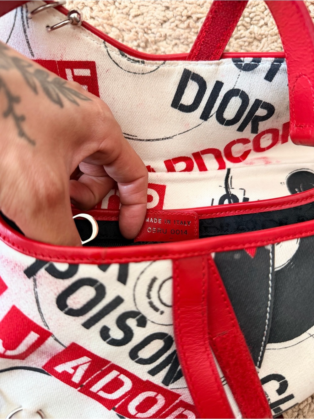 Christian Dior and John Galliano White Hardcore Pierced Canvas Saddle Bag - Picture 8 of 8